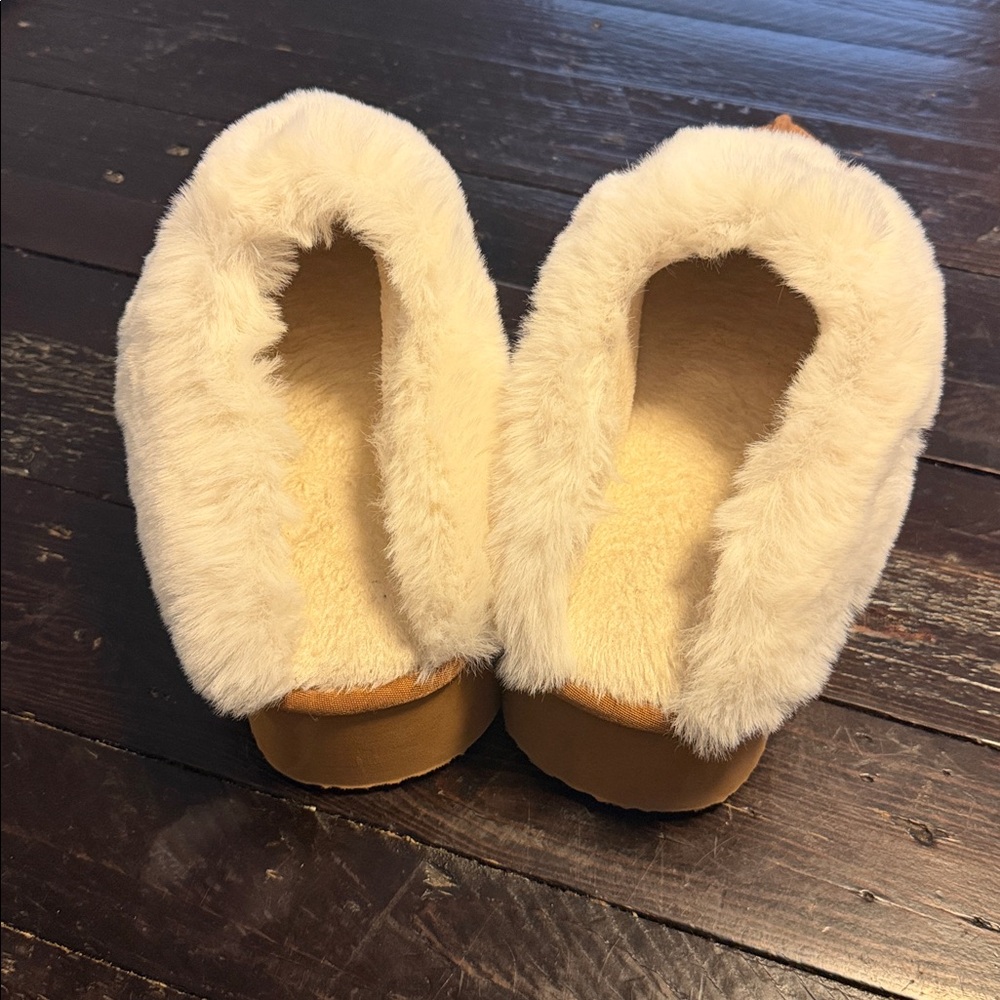 Platform Slippers Women 9.5 Chestnut Faux Fur Lined Cozy Slip On Sandals